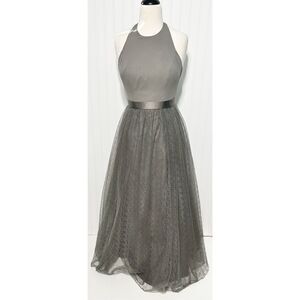 WHITE by Vera Wang Halter Neck‎ Gown Prom Bridesmaid Dress Charcoal Gray Size 4